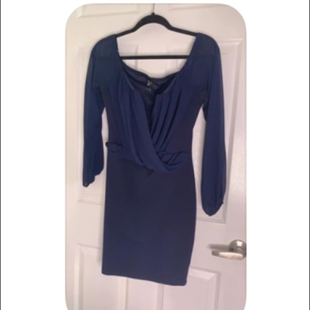 Shook In Chiffon Navy Dress